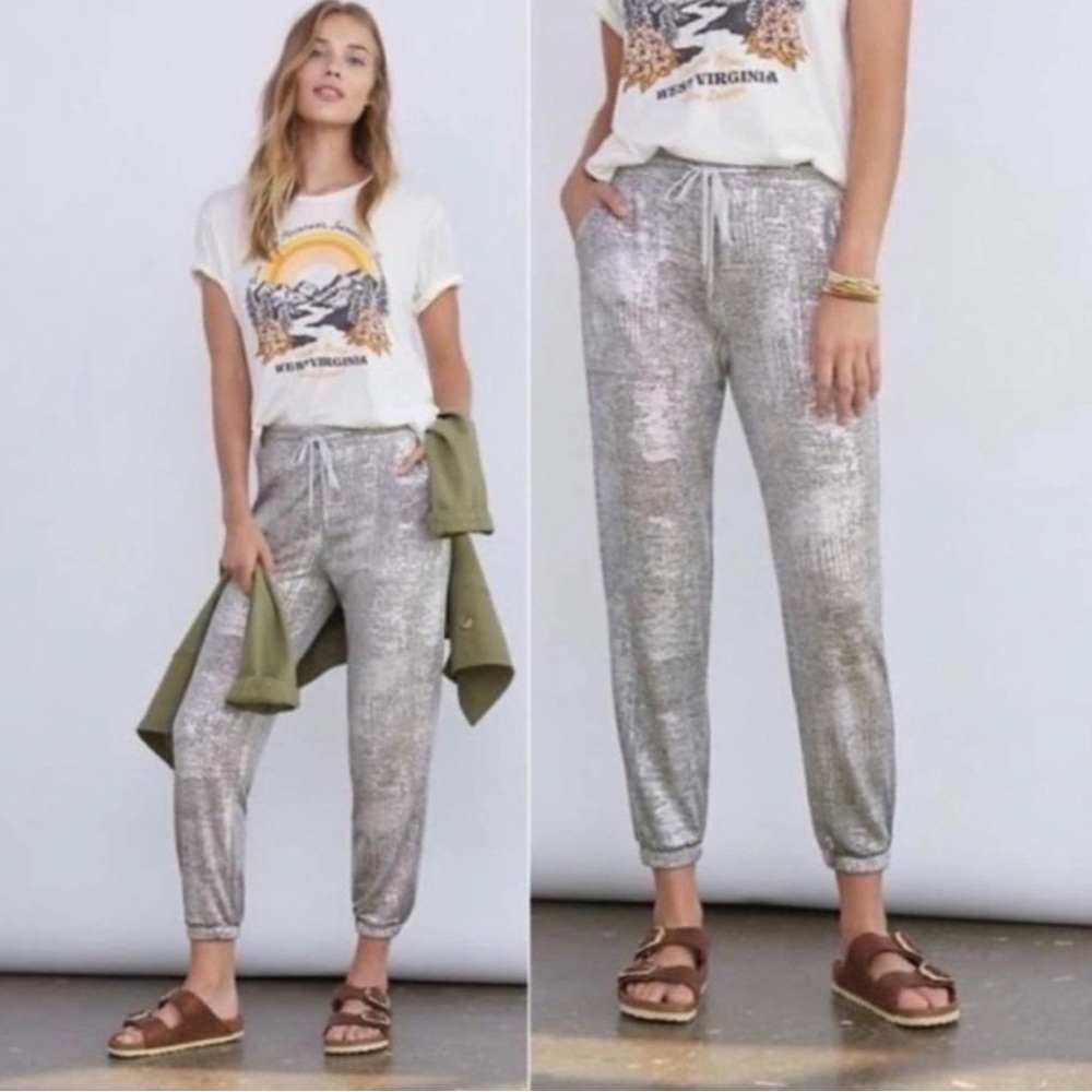 Anthropologie Metallic Joggers